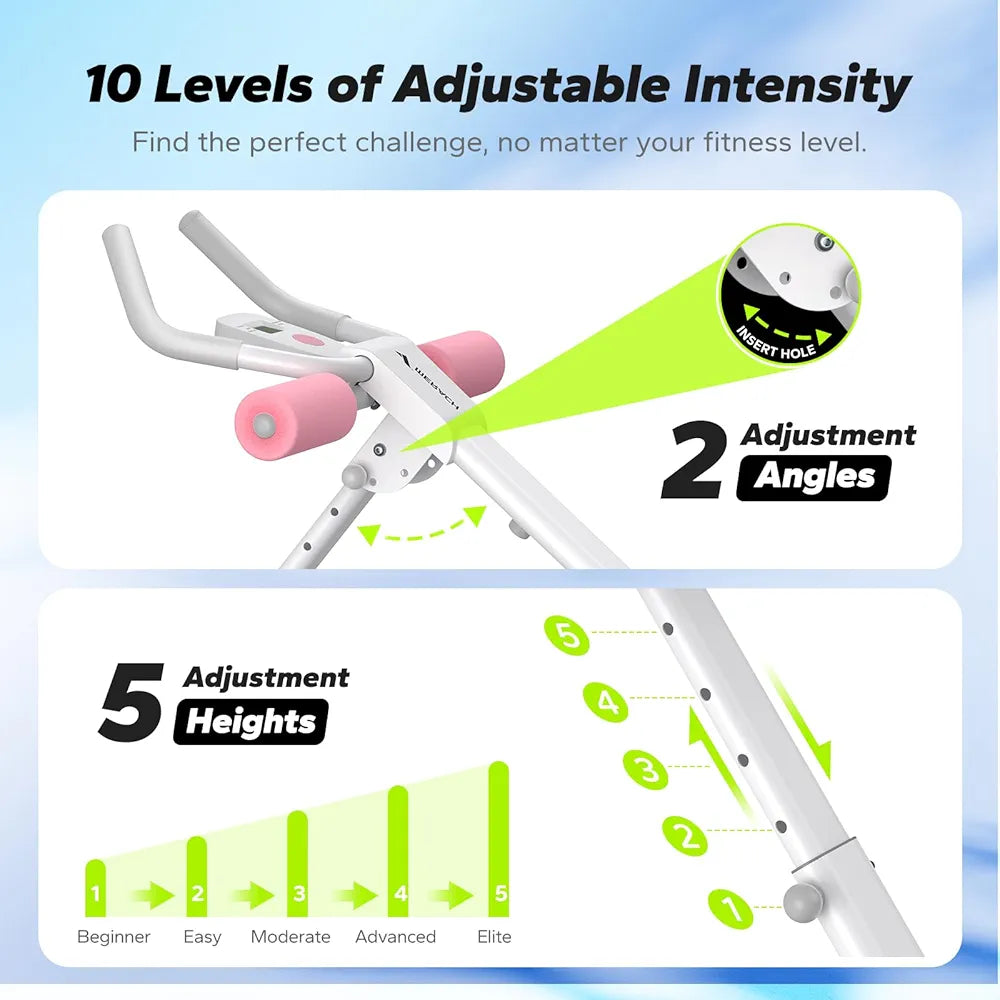 MERACH Adjustable Ab Trainer Foldable Machine for Abs Workout at Home Gym - White
