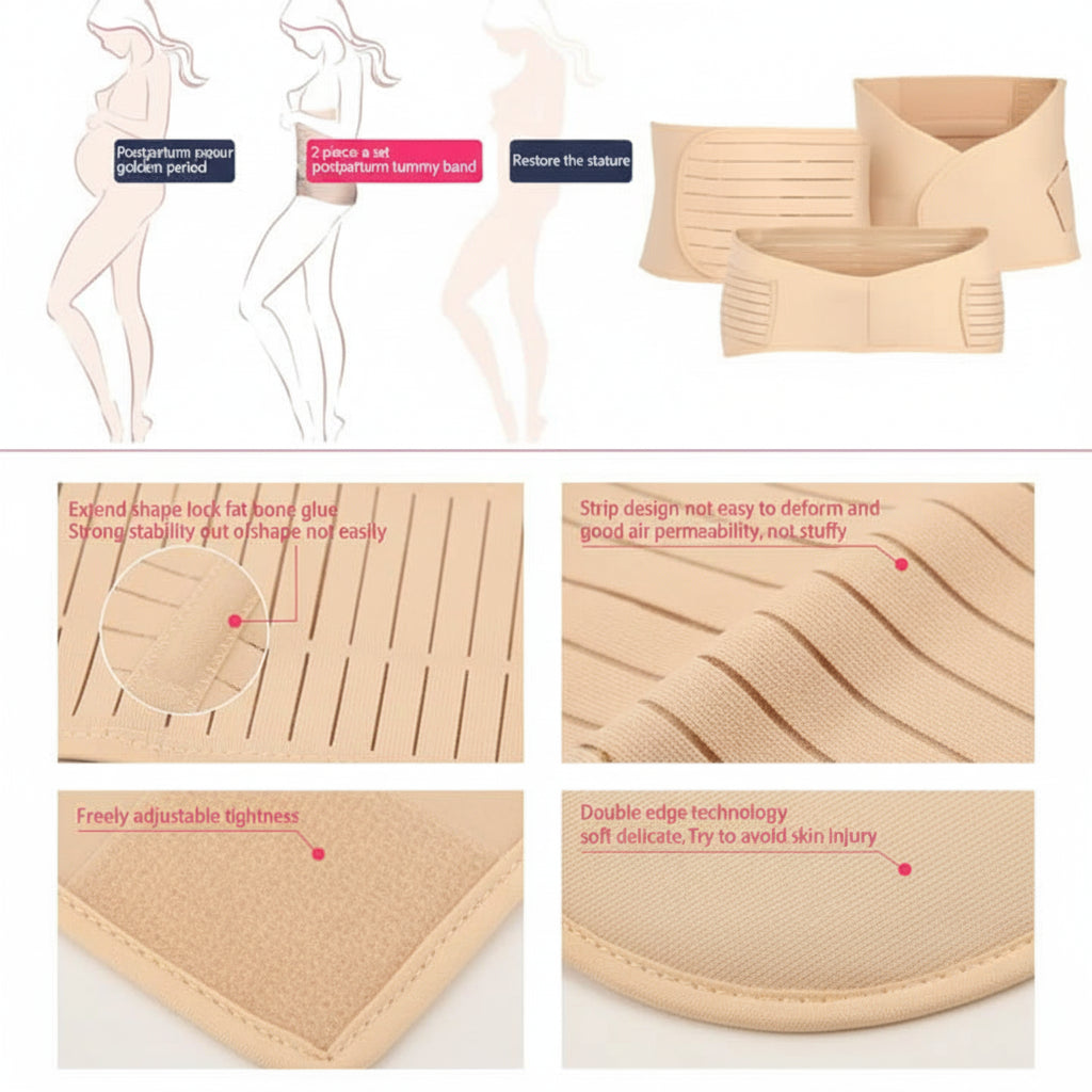 3-in-1 Postpartum Belly Wrap Set Nude