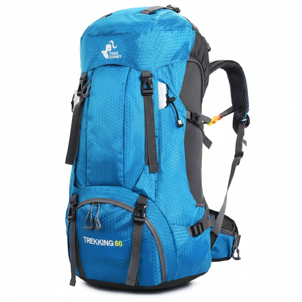 60L Water Resistant Camping Backpack With Rain Cover
