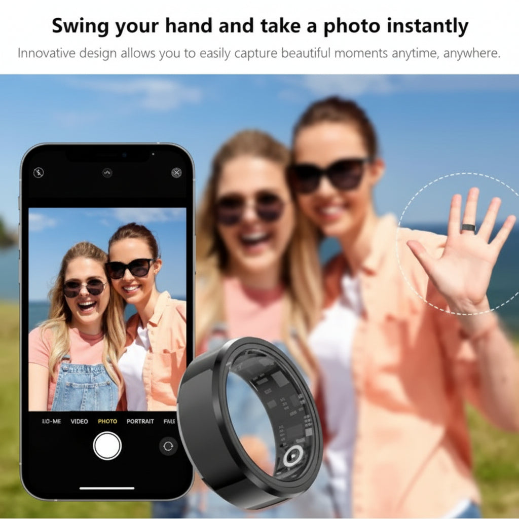 Waterproof Smart Ring with Health Tracking and Remote Camera Control