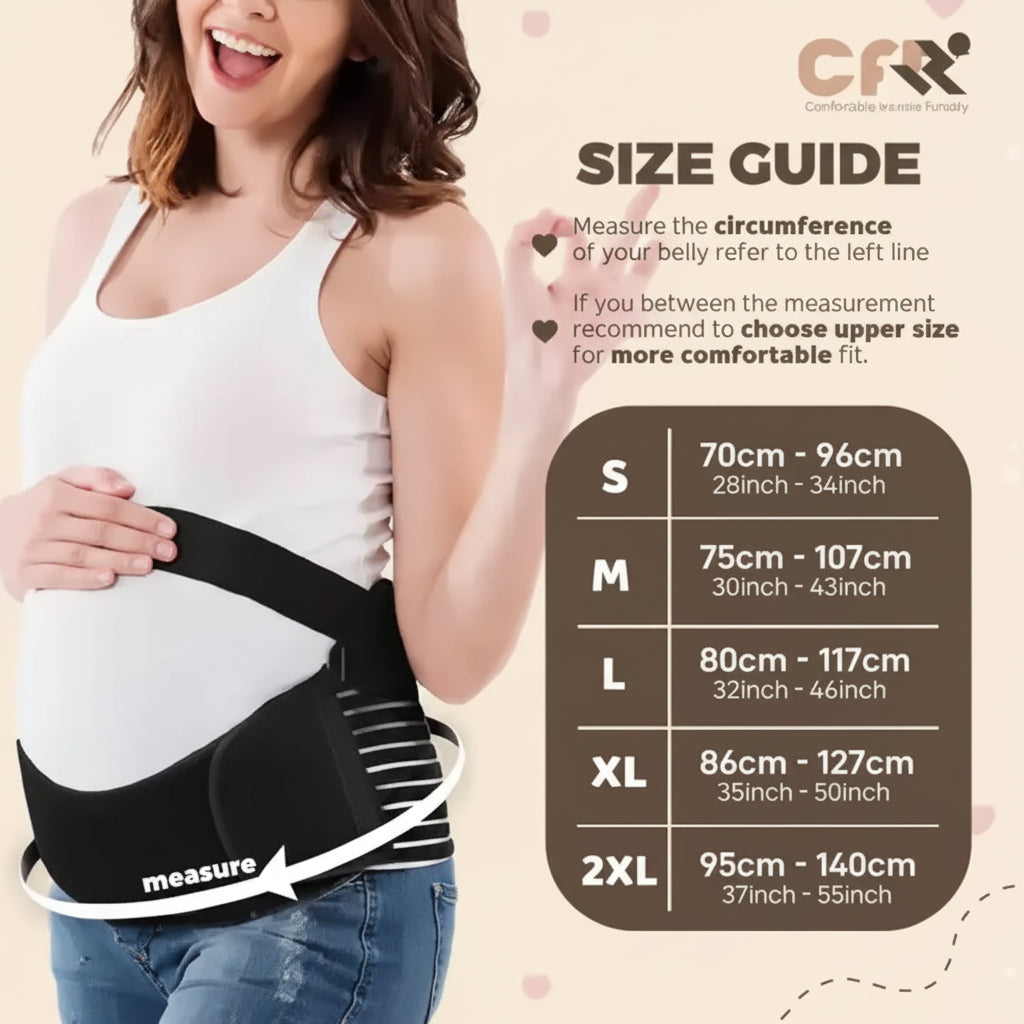 Adjustable Breathable Maternity Belly Band Black 2XL
