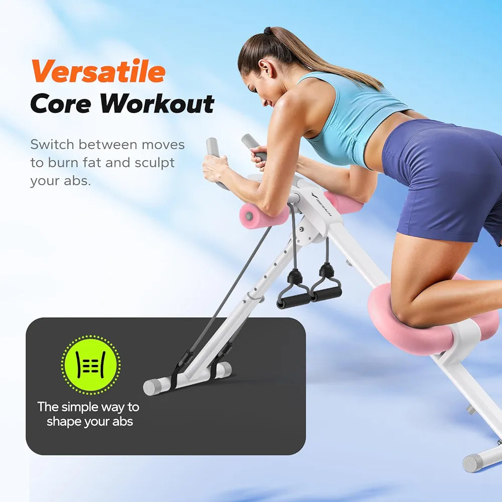 MERACH Adjustable Ab Trainer Foldable Machine for Abs Workout at Home Gym - White