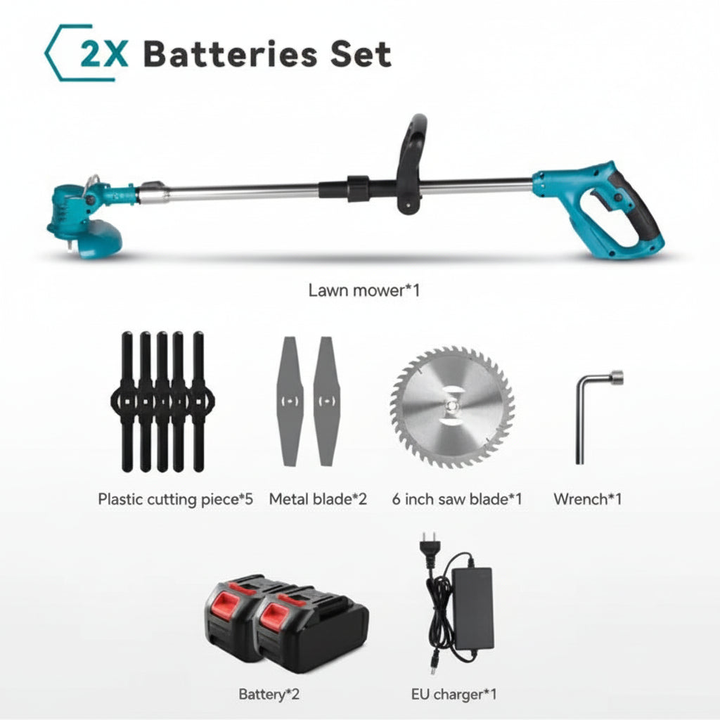 Multifunctional Folding Electric Lawn Mower With 3 Kind Blades-Blue