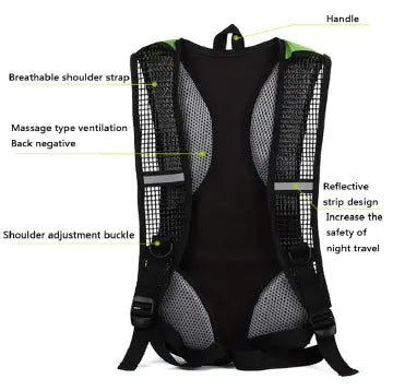 Tactical Hydration Backpack, Green Set, 2.0L Bladder For Hiking, Biking, Running