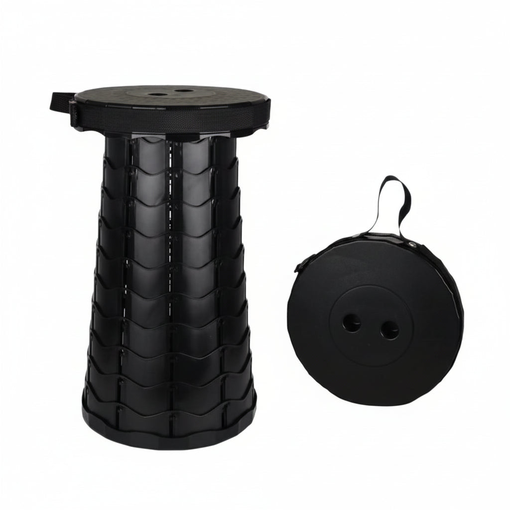 Portable Retractable Folding Stool-Black
