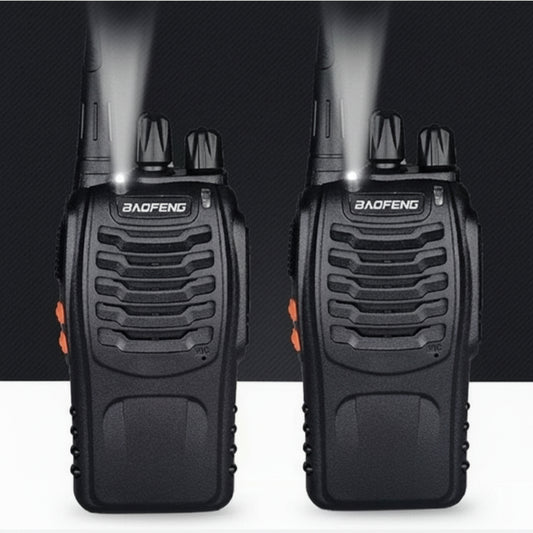 Long Range Walkie Talkies-Earpiece & LED Flashlight 2 Pack Black