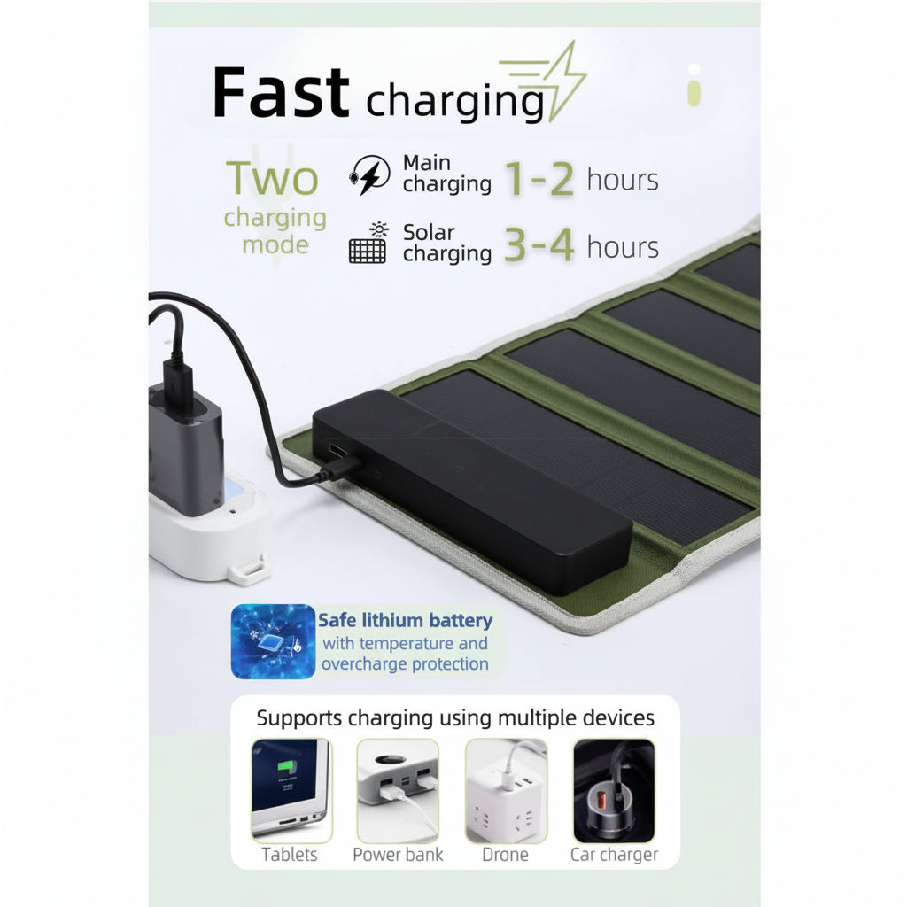 3-in-1 Solar Camping Light with Power Bank and USB-C Charging