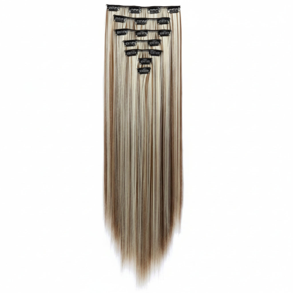 Clip In Hair Extensions - 24" - Synthetic -7Pc -16 Clips - Straight
