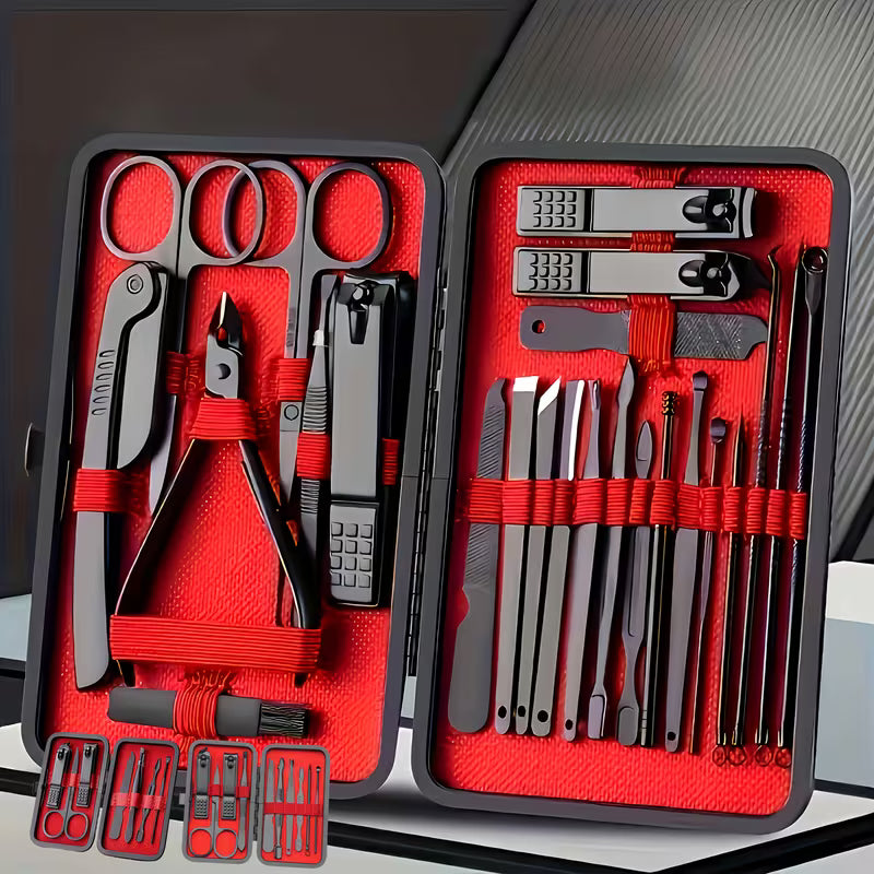 Luxury Manicure & Pedicure Set (7/10/24pcs) – Stainless Steel Nail Care Kit with Travel Case